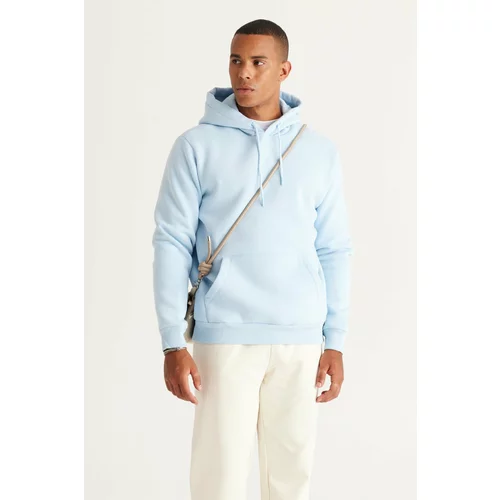 AC&Co / Altınyıldız Classics Men's Turquoise Standard Fit Regular Fit Inner Fleece 3 Thread Hooded Cotton Sweatshirt