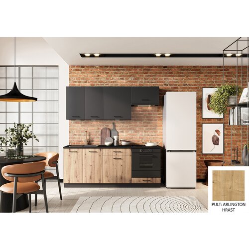 Stolkar KUHINJSKI BLOK ANIKA 200 CM - ARTISAN HRAST/GRAFIT SIVA-Arlington hrast Cijene