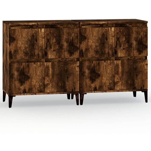 Maison Chic Komoda - Predalnik 2 kosa dimljeni hrast 60x35x70 cm inženirski les, (21721958) Slike