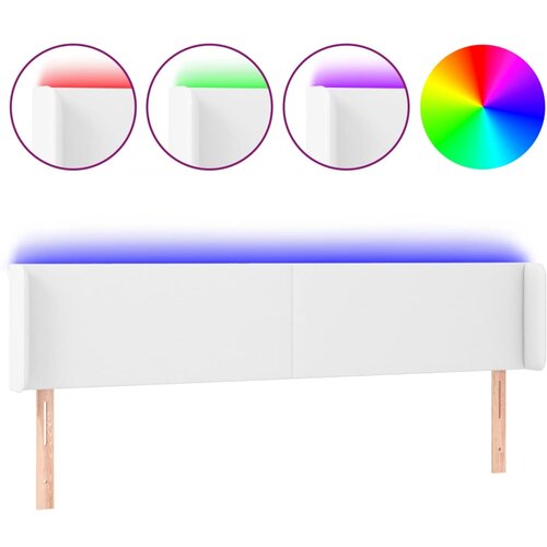 Maison Chic led posteljno vzglavje - vzglavna omarica - nočna omarica belo 183x16x78/88 cm umetno usnje, (21712903) Slike