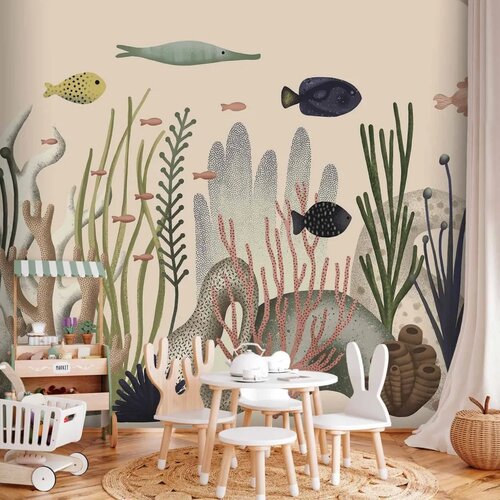  Foto tapeta - Underwater World - Fish and Corals in Pastel Colours 196x140 Samoljepljiva Slike