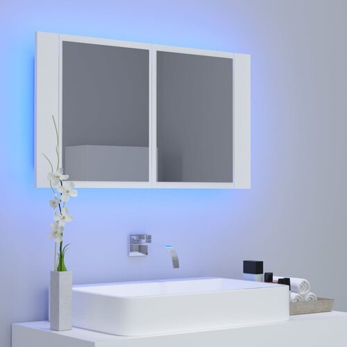  LED kupaonski ormarić s ogledalom bijeli 80x12x45 cm akrilni Slike