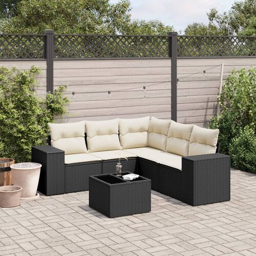 vidaXL 6-dijelni set vrtnih sofa s jastucima crni od poliratana Cijene