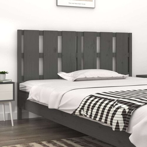  Uzglavlje za krevet sivo 155 5 x 4 x 100 cm od masivne borovine Slike
