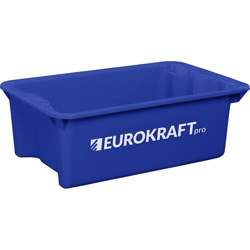 Eurokraft pro Zasučna posoda za zlaganje iz polipropilena, primernega za živila, prostornina 34 l, DE 3 kosi, stene in dno zaprti, modra Slike