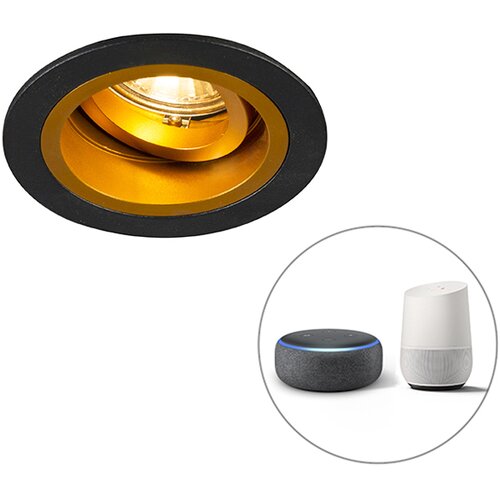 QAZQA Pametna vgradna črna črna z zlatom, ki jo je mogoče nagniti, vključno z Wi-Fi GU10 - Chuck Cene