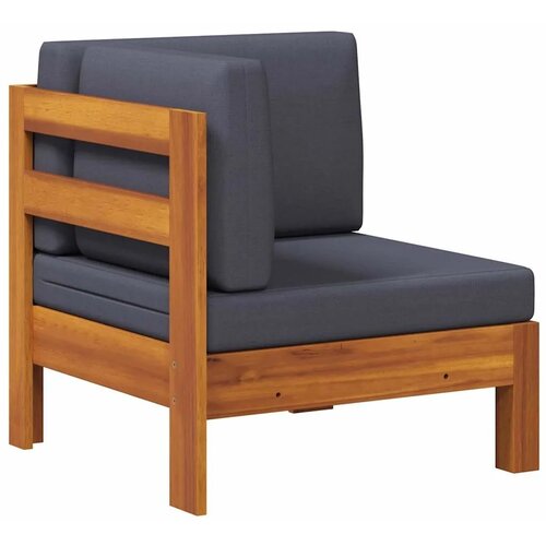 Kutna sofa s tamnosivim jastucima masivno bagremovo drvo Slike