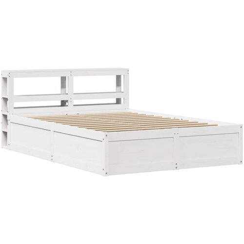 vidaXL Posteljni okvir z vzglavjem bel 140x200 cm trdna borovina, (21321783) Cene