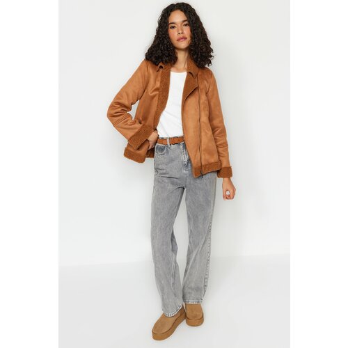 Trendyol Brown Oversize Plush Detailed Coat Slike