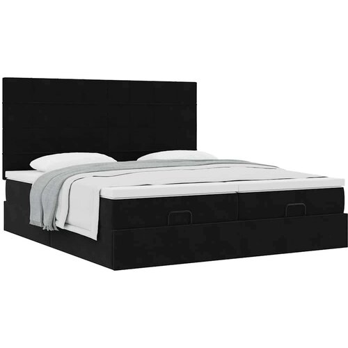 VidaXL Okvir kreveta s madracima crni 160x200cm bar&amp;scaron;unasti Slike