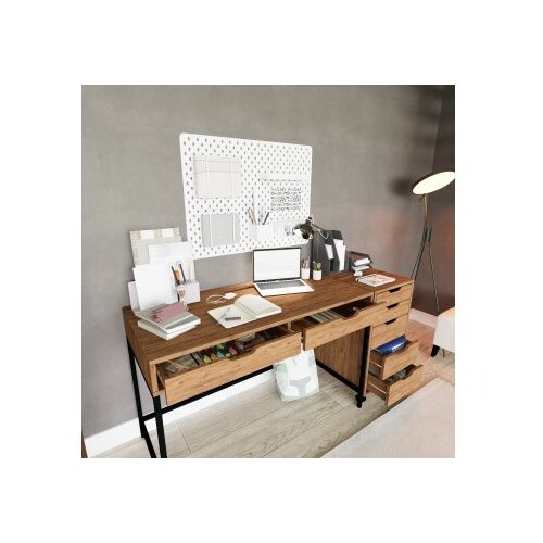 Hanah home Radni sto Atlas 1600-59, 160x77.4x55 cm, Boja hrasta Slike