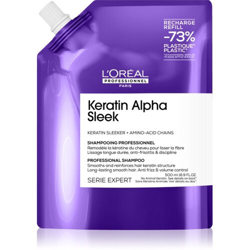 L&amp;acute;Or&amp;eacute;al Paris Serie Expert Keratin Alpha Sleek &amp;scaron;ampon za glatke frizure Refill 500 ml Slike