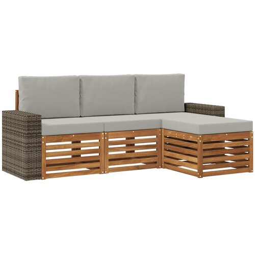  Set vanjskih sofa 4 kom. Prirodna i svjetlosiva Slike