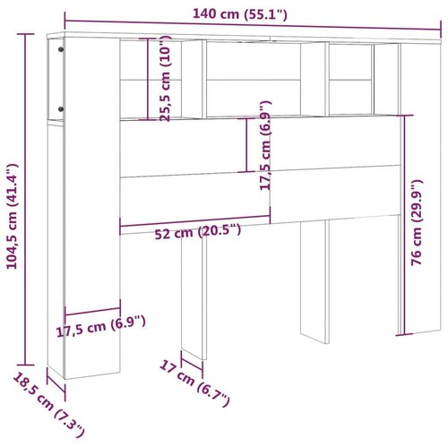  Uzglavlje s ormarićem siva boja betona 140 x 18 5 x 104 5 cm Slike