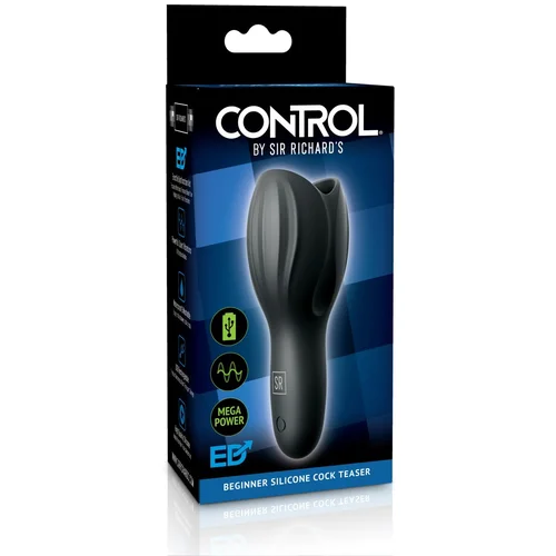 Sir Richard&#039;s Control Control Cock Teaser - vodoodporen vibrator z želodom, ki ga je mogoče polniti (črn)