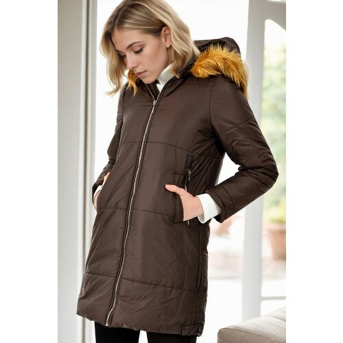 Dewberry Z6590 LADIES' COAT-COFFEE 1 Slike