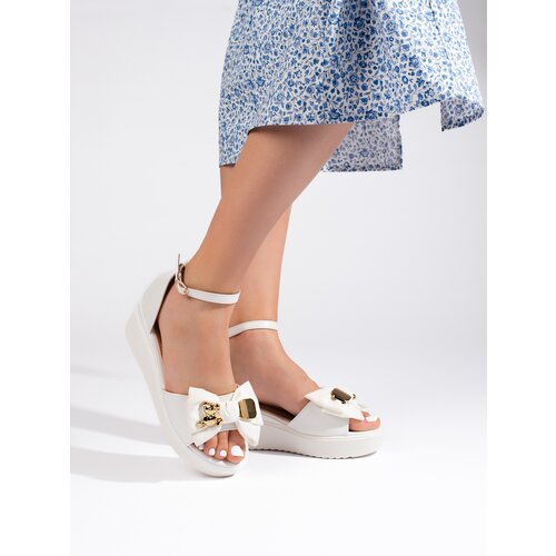 SEASTAR White women's wedge sandals with a bow Cijene