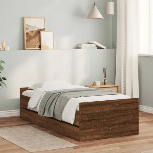 vidaXL Okvir kreveta s ladicama boja smeđeg hrasta 90x200 cm