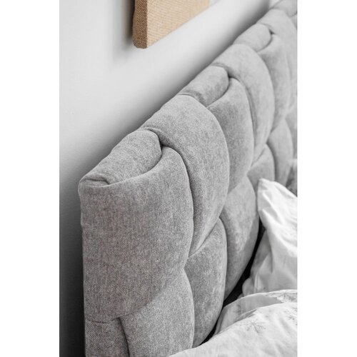 Miuform Svetlo siva oblazinjena zakonska postelja z letvenim dnom 180x200 cm Eve &amp;ndash; Slike