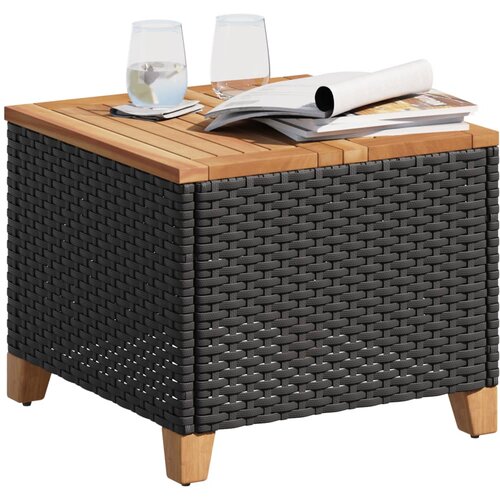  Vrtni stol crni 45 x 45 x 37 cm od poliratana i bagremovog drva Slike