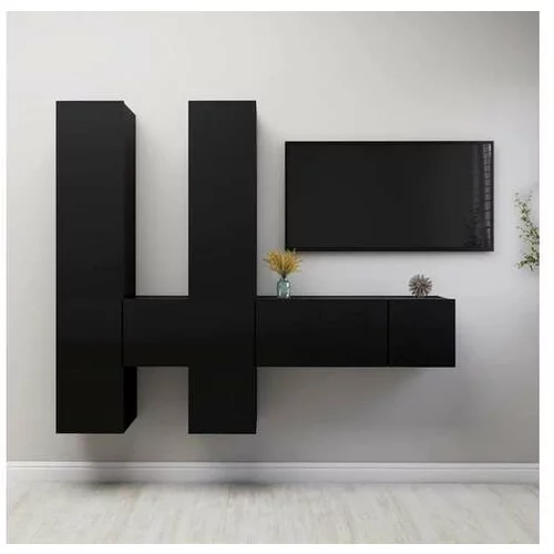  Komplet TV omaric 7-delni črna iverna plošča