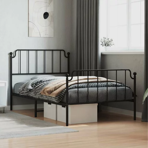 Metalni okvir kreveta s uzglavljem i podnožjem crni 107x203 cm