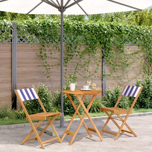 VidaXL 3-dijelni bistro set od tkanine i masivnog drva plava i bijela Slike