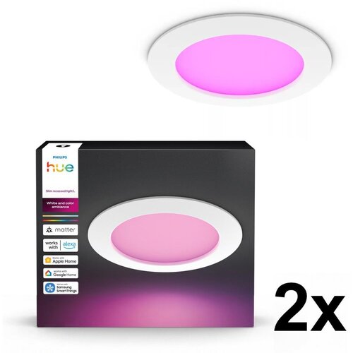 Philips Komplet od 2 kom LED RGBW, prigu&amp;scaron;iva, za kupatilo, ugradno plafonsko svetlo Hue SLIM LED/12W/230V IP44 Slike