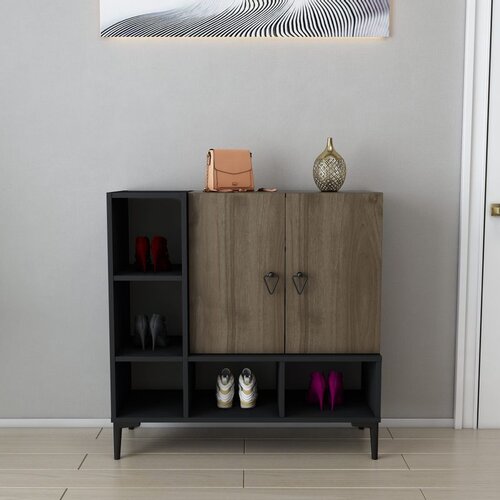 Hanah home platin - black, walnut blackwalnut console Cene