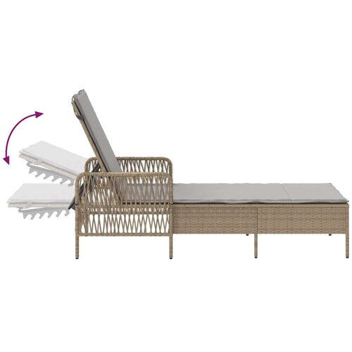 VidaXL Sončni ležalnik Bež in svetlo siva PE ratan 157 x 55 x 92 cm Slike