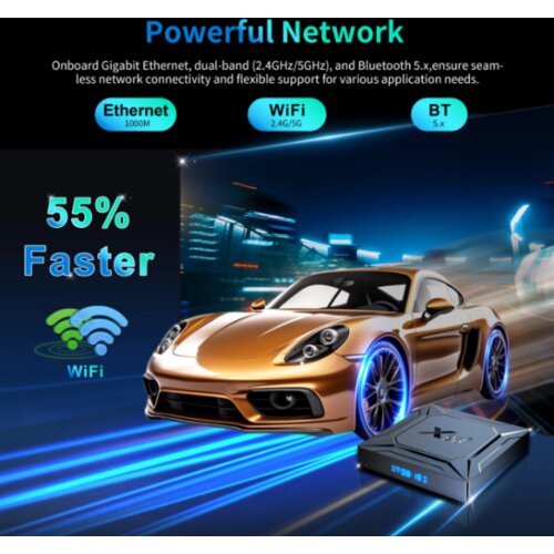 Gembird GMB-X96 M200 4/64GB smart tv box S905X5M quad arm G310V2, 2x4K 2.4&amp;amp;5G, 1000M, bt, android 14 Slike