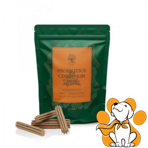 Essential Foods probiotics&amp;amp;cinnamon teeth delights 7 kom 250g, dentalne poslastice Slike