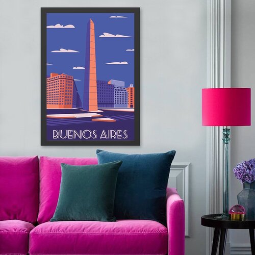 Wallity buenos aires (40 x 55) multicolor decorative framed mdf painting Cene