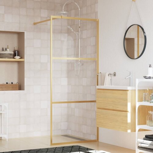  The Living Store Stena za tu&amp;scaron; s prozornim ESG steklom zlata 90x195 cm - Stena Za Tu&amp;scaron;, (21439740) Slike
