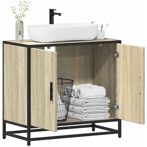 VidaXL Kopalni&amp;scaron;ka omarica za umivalnik sonoma 65x33x60 cm inž. les Slike