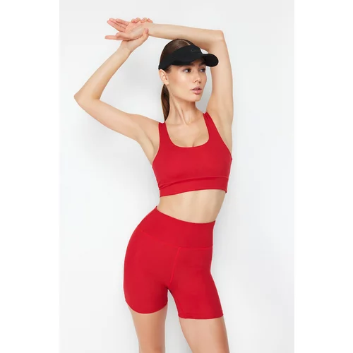 Trendyol Red Brushed Soft Fabric Supported/Shaping Printed Knitted Sports Bra
