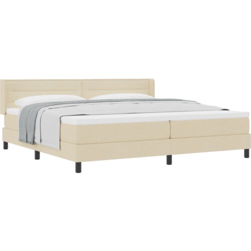  Krevet s uzglavljem u krem boji 200x200 cm tkanina Slike