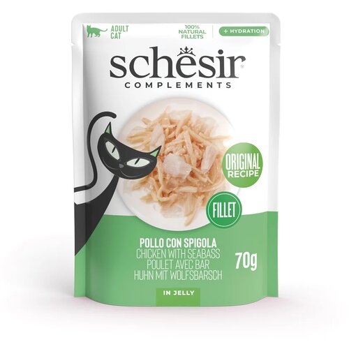 Schesir Cat COMP Pi&scaron;čanec in Brancin v želeju 70 g konzerva Cene