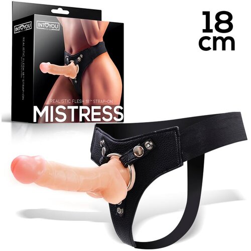 INTOYOU BDSM LINE Gospodarica Elastic Arnés z 18 cm naravnim silikonskim dildo, (21078467) Cene