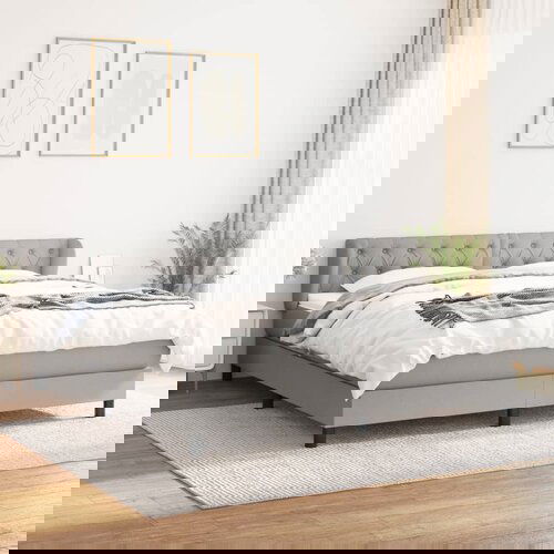 The Living Store Box spring postelja z vzmetnico svetlo siva 160x200 cm žamet - Box Spring Postelja, (21490469) Slike