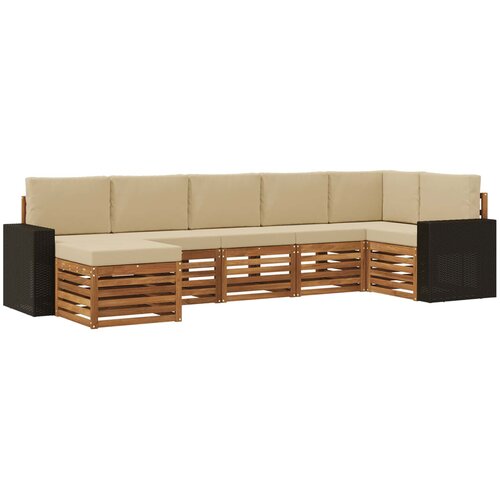 vidaXL Kotna sedežna garnitura z blazino 7 pcs Naravna in bež, (5000283686) Cene