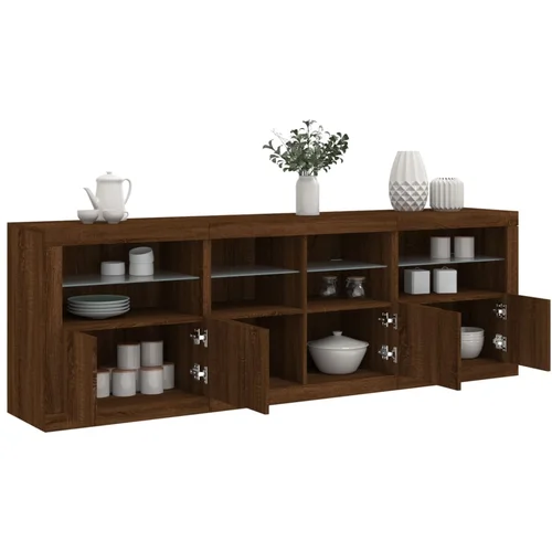  The Living Store Komoda z LED lučkami rjav hrast 202x37x67 cm - Komoda, (21457036)