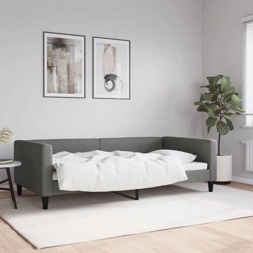 VidaXL Dnevni krevet tamnosivi 100 x 200 cm od tkanine Slike