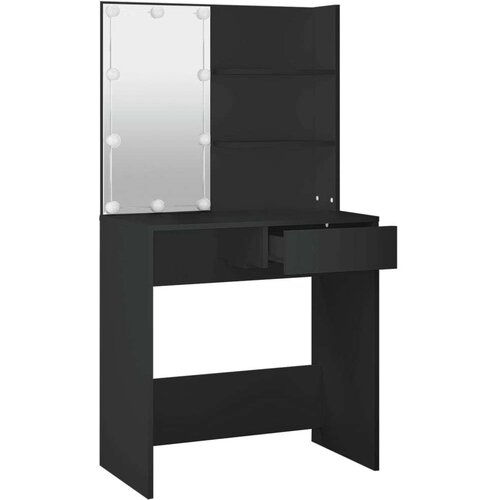  Toaletni stolić s LED svjetlima crni 74 5 x 40 x 141 cm Slike