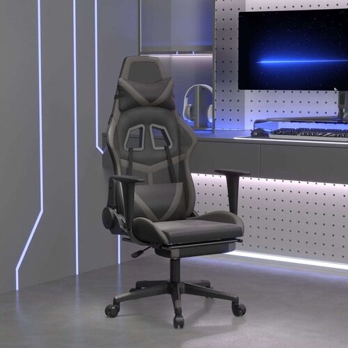  Gaming stol z oporo za noge črno in sivo umetno usnje, (21152247) Cene