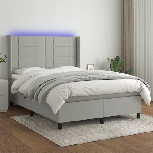  Box spring postelja z vzmetnico LED svetlo siva 140x190cm blago, (20892813)