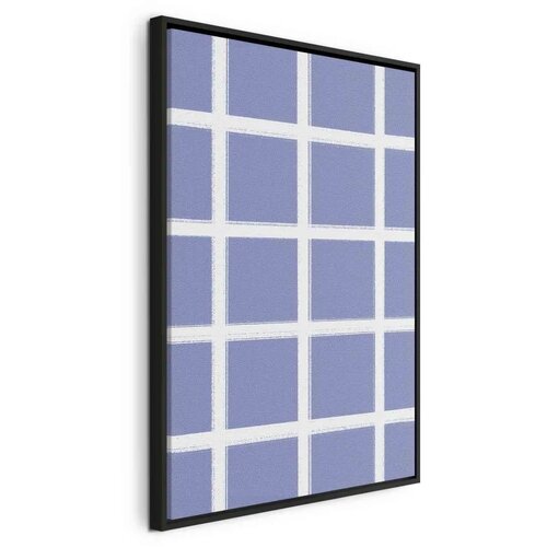  Slika - Lines and Symmetry - Expressive White Grid on a Blue Background 40x60 U crnom drvenom okviru Cijene