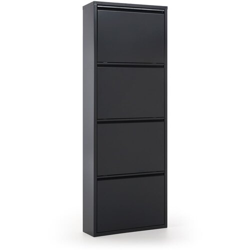 Kave Home crni metalni cipelar s 4 preklopne ladice Rox Slike