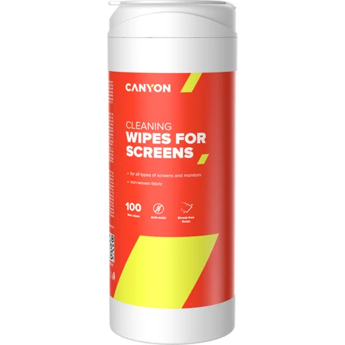 Canyon CCL11, Screen Cleaning Wipes, Wet cleaning wipes made of non-woven fabric, with antistatic and disinfectant effects, 100 wipes, 80x80x185mm, 0.258kg - CNE-CCL11