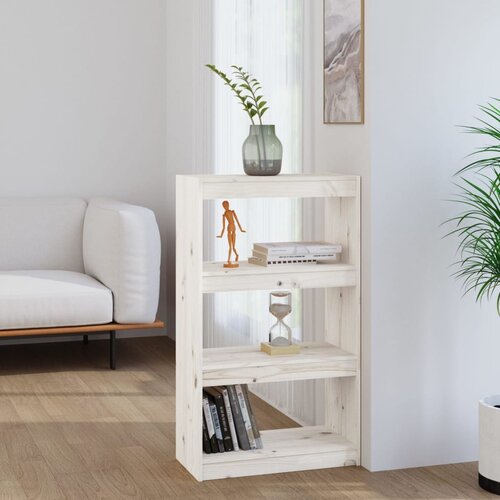 The Living Store Knjižna omara/pregrada bela 60x30x103,5 cm trdna borovina - Knjižna Omara, (21437235) Cene